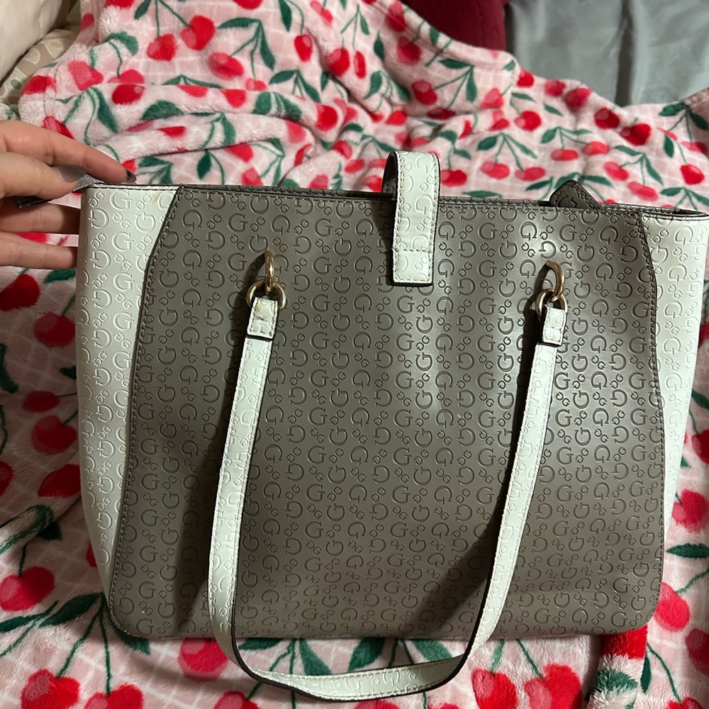 Guess Brown and Cream Monogram Tote